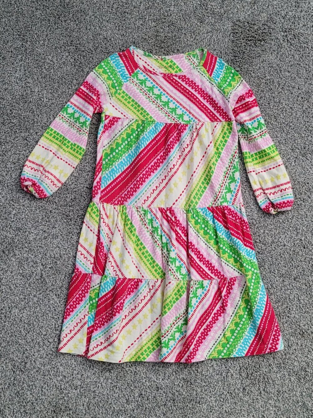 Garnet Hill Kids Girl’s Size 06 Colorful Tiered Dress 100% Organic Cotton